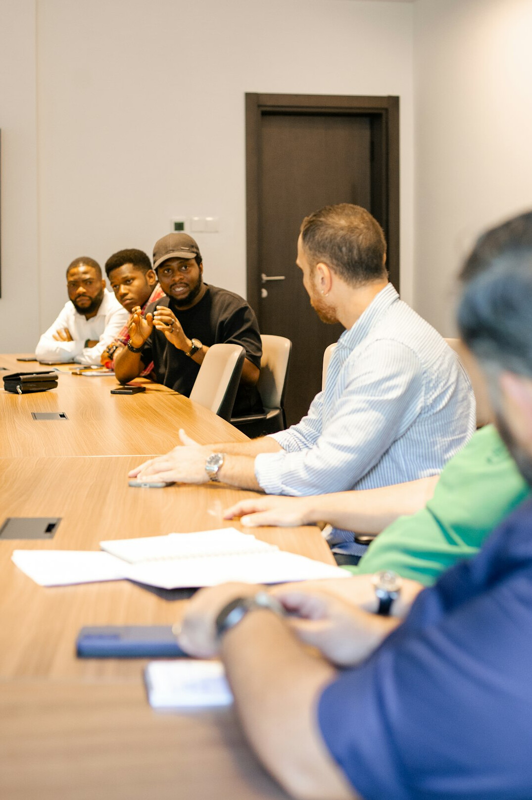 person listening in meeting